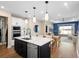 Modern kitchen with stainless steel appliances, a kitchen island, and pendant lighting at 10215 Park Estates Ave, Orlando, FL 32836