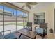 Charming screened patio providing a view of the landscaped backyard and neighborhood at 12711 Se 97Th Terrace Rd, Summerfield, FL 34491