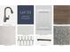 Interior selections showing the matte black faucet, white cabinets, wood tile flooring, lagoon countertop and ecru carpet at 17353 Beachgrass Aly, Winter Garden, FL 34787