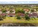 An aerial view of a neighborhood showcasing homes with well-maintained lawns, mature trees, and a serene pond nearby at 2565 Albion Ave # 2, Orlando, FL 32833