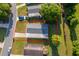 Aerial view showcasing the property's boundaries, surrounding greenery, and street access at 2650 Einwood Dr, Kissimmee, FL 34758