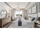 Bright main bedroom featuring neutral decor, a decorative chandelier, and plenty of natural light at 2749 Serenity Meadow Dr, Kissimmee, FL 34744