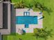 Aerial view of a private backyard pool and outdoor entertaining area, highlighting its design and layout at 3664 Farm Bell Pl, Lake Mary, FL 32746