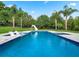 Beautiful swimming pool with slide and two deck chairs, surrounded by lush greenery and palm trees at 3664 Farm Bell Pl, Lake Mary, FL 32746