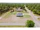 A single-story new construction home with a dark roof and long driveway is surrounded by spacious, grassy lawn at 741 Marion Oaks Ln, Ocala, FL 34473