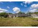 Rear view of the home showcasing the screened in-ground pool, patio, landscaping, and well-manicured lawn at 789 Errol Pkwy, Apopka, FL 32712