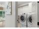 Modern laundry room with front-load washer and dryer, plus shelving, for efficient cleaning at 1114 Georgia Blvd, Orlando, FL 32803