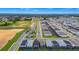 Aerial view shows home in a neighborhood with community pool and easy access to highways at 1293 Emerald Row, Clermont, FL 34714