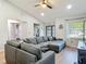 Comfortable living room featuring a large sectional sofa, wood-look flooring and lots of light at 1296 Gage Ave, Deltona, FL 32738