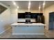 Stylish kitchen with black cabinets, stainless steel appliances, and a large center island with seating at 14143 Title Way, Winter Garden, FL 34787