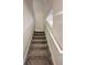 Carpeted stairs leading upstairs with white handrail and neutral wall color at 14143 Title Way, Winter Garden, FL 34787