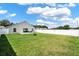 Expansive backyard with lush green grass, patio seating, and a white fence offering privacy and space at 1963 Thompson Preserve Blvd, Bartow, FL 33830