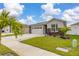 Well-maintained front yard with palm trees, stone accents, and green grass enhancing curb appeal at 236 Pink Ibis Bnd, St Cloud, FL 34772