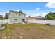 This charming backyard features a lush green lawn, patio, and white fence perfect for Gathering gatherings and outdoor activities at 429 Rona Ln, Davenport, FL 33897