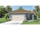 Charming single-story home featuring an attached two-car garage and lush landscaping at 987 Commons Way, Port Orange, FL 32129