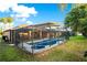 View of the screened-in pool and hot tub area at 847 Coventry Rd, Davenport, FL 33897