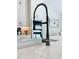 Close-up of modern black faucet and countertop in a bright kitchen with white cabinetry at 10275 Park Estates Ave, Orlando, FL 32836