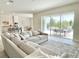 Spacious living room with access to outdoor pool area, a modern kitchen, and neutral decor at 10275 Park Estates Ave, Orlando, FL 32836