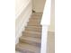 Modern staircase with wood-look stairs and white banister at 14867 Driftwater Dr, Winter Garden, FL 34787