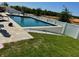 Backyard pool with a modern design, set in a well-manicured lawn and privacy fence at 2075 Huntsman Ridge Rd, Clermont, FL 34715