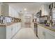 Bright kitchen features stainless steel appliances, tiled backsplash, and ample cabinet space at 246 N Oak Ave, Orange City, FL 32763