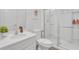 This bathroom features a glass enclosed shower and modern fixtures at 2616 Calistoga Ave, Kissimmee, FL 34741