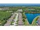 Beautiful aerial view showcasing the neighborhood homes and the tranquil blue lake at 2827 Moonstone Bnd, Kissimmee, FL 34758