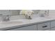 Close up of bathroom countertop with double sinks and modern faucets, complimented by a beautiful flower arrangement at 327 Island Sound Ct, Longwood, FL 32779