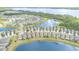 A high aerial view of the residential community showcasing well designed streetscapes, water features and mature landscaping at 3443 Sagebrush St, Harmony, FL 34773