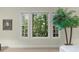 Bright bedroom featuring a large window with a view of lush greenery and a decorative palm tree at 4000 Rouse Rd, Orlando, FL 32817