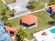 Aerial view of the outdoor facilities featuring a gazebo, pool, and seating areas at 43420 Highway 27 # 121, Davenport, FL 33837