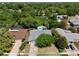 Aerial view of the house surrounded by mature trees, showcasing the roof and the surrounding neighborhood at 623 Green Meadow Ave, Maitland, FL 32751