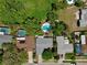Bird's eye view of a home with a backyard pool, nestled amongst mature trees, showcasing privacy at 623 Green Meadow Ave, Maitland, FL 32751