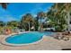 Inviting pool area with lounge seating, surrounded by a lush landscape with palm trees at 623 Green Meadow Ave, Maitland, FL 32751