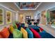 Spacious entertainment room featuring custom cartoon decor, plush seating and a light-up ceiling at 6301 Sand Skipper Rd, Orlando, FL 32821