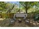 Backyard area with a fire pit, chairs, fence, and greenery creating a relaxing atmosphere at 992 Woodrose Ct, Altamonte Springs, FL 32714