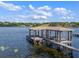 Dock with boat lift offering scenic views of the lake at 1105 Lake Nettie Dr, Eustis, FL 32726