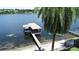 Lake view featuring covered dock with access to water and multi-story home in distance at 1105 Lake Nettie Dr, Eustis, FL 32726