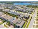 Stunning aerial view of the neighborhood featuring houses with private pools and landscaped backyards at 13320 Magnolia Valley Dr, Clermont, FL 34711