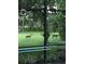 A view of the backyard featuring deer grazing in the green lawn, seen through a screened enclosure at 1689 Saboff Way, Chuluota, FL 32766