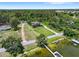 Aerial view showcasing the home, nestled amidst lush greenery and featuring water access at 2825 Lakeshore Dr, Mount Dora, FL 32757