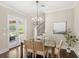 Elegant dining room near stairs and glass doors to the pool area at 2825 Lakeshore Dr, Mount Dora, FL 32757