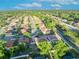 Expansive aerial view of a community with well-maintained homes and lush green landscaping under a partly cloudy blue sky at 2860 Falconhill Dr, Apopka, FL 32712