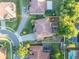 Aerial view of the property, highlighting lush backyard, patio and a driveway at 2860 Falconhill Dr, Apopka, FL 32712