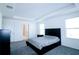 A neutral-toned main bedroom offers plush carpeting and a tray ceiling with ample natural light from two windows at 8016 Sweet Orange Ave, Winter Garden, FL 34787