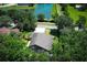 Aerial view of the home and the nearby lake at 1101 N Division St, Oviedo, FL 32765