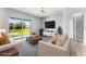 Living room with sliding glass doors, neutral furniture and view of the backyard at 13606 Summer Rain Dr, Orlando, FL 32828