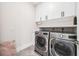 Well-equipped laundry room with updated washer and dryer and storage cabinets at 1700 Palm Ave, Winter Park, FL 32789