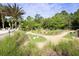Lush putting green with mature landscaping including native grasses and palm trees, and other amenities at 646 Longboat Dr, Davenport, FL 33896
