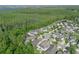 Expansive aerial view of a neighborhood with a lush green space, a tranquil lake, and neat rows of houses with colorful exteriors at 8778 Peachtree Park Ct, Windermere, FL 34786